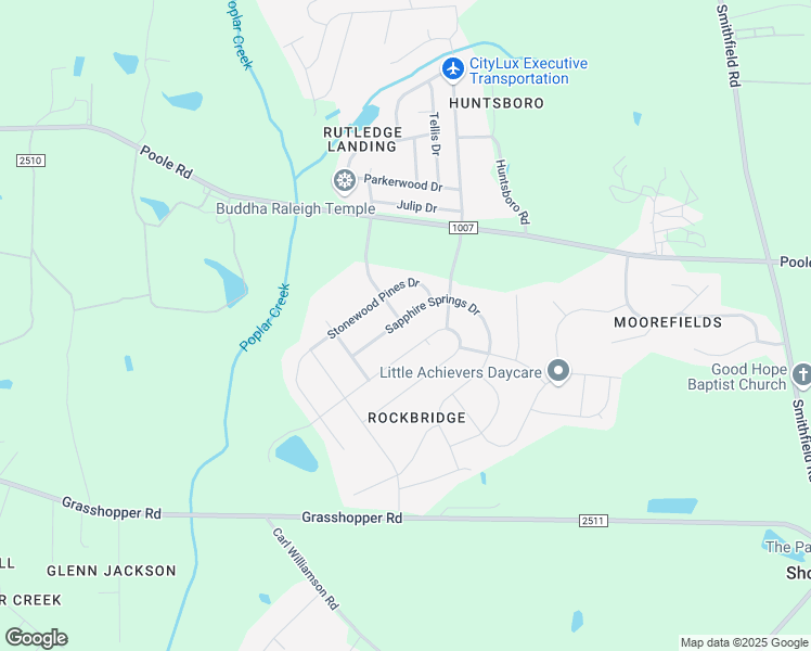 map of restaurants, bars, coffee shops, grocery stores, and more near 5232 Sapphire Springs Drive in Knightdale