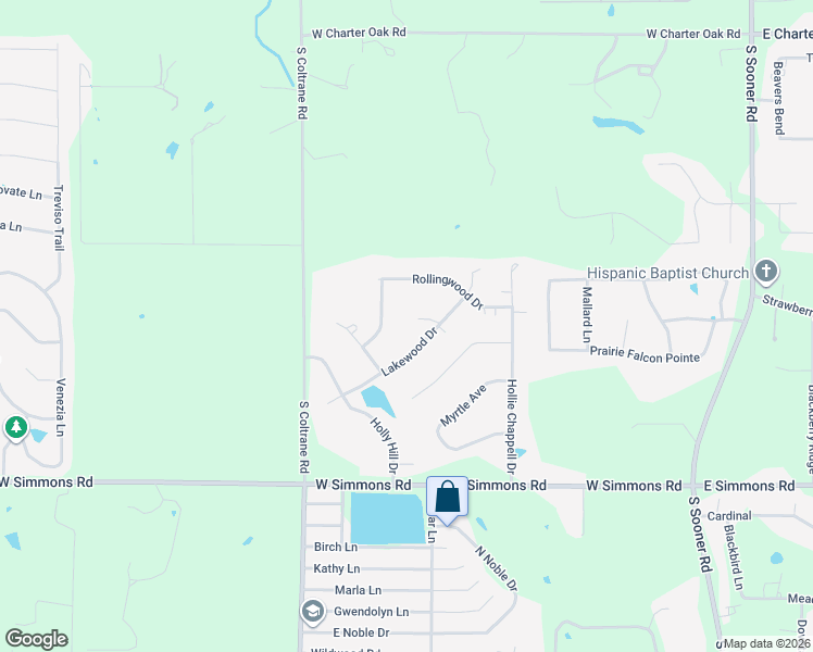 map of restaurants, bars, coffee shops, grocery stores, and more near 3220 Homestead Drive in Edmond