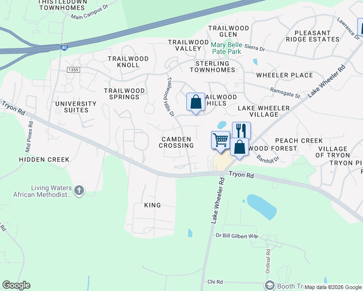 map of restaurants, bars, coffee shops, grocery stores, and more near in Raleigh