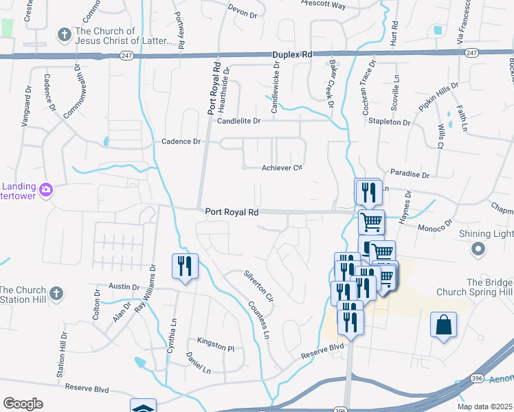 map of restaurants, bars, coffee shops, grocery stores, and more near 964 Pinehurst Drive in Spring Hill