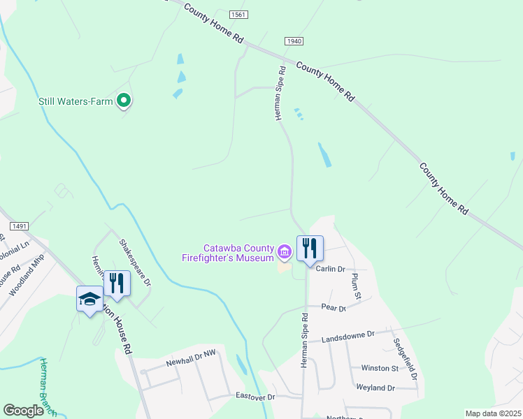 map of restaurants, bars, coffee shops, grocery stores, and more near 1400-1564 Barlow Street in Conover