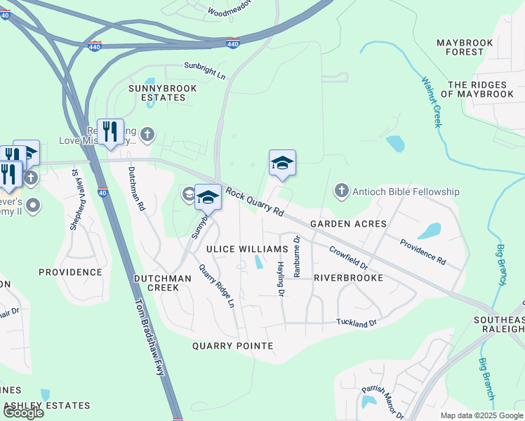 map of restaurants, bars, coffee shops, grocery stores, and more near 2800 Smooth Stone Trail in Raleigh