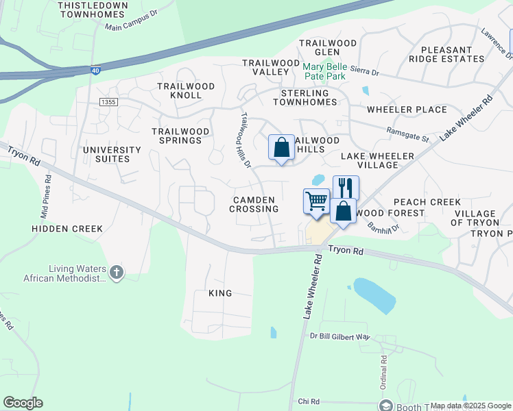 map of restaurants, bars, coffee shops, grocery stores, and more near in Raleigh