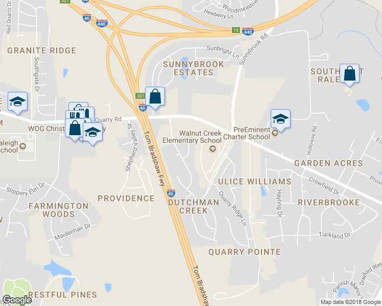 map of restaurants, bars, coffee shops, grocery stores, and more near 2631 Dutch Grove Circle in Raleigh