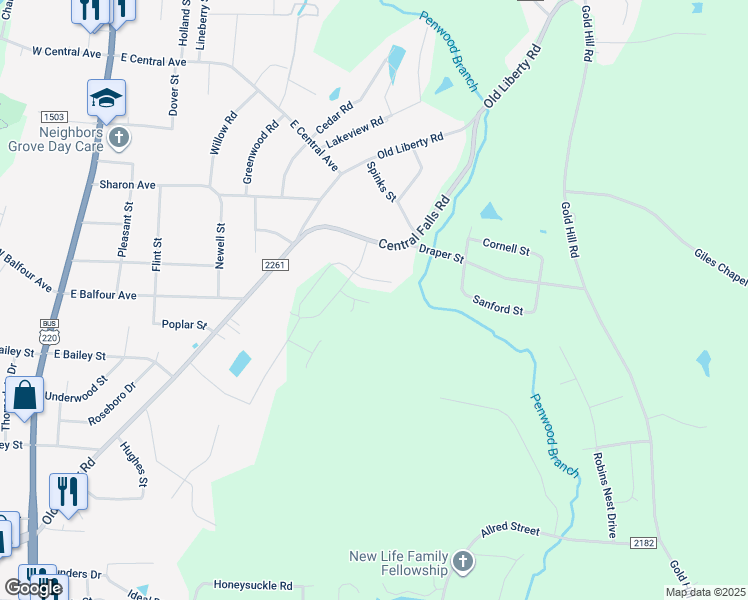 map of restaurants, bars, coffee shops, grocery stores, and more near 847 Fox Laurel Court in Asheboro
