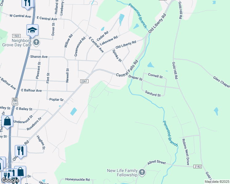 map of restaurants, bars, coffee shops, grocery stores, and more near 847 Fox Laurel Court in Asheboro