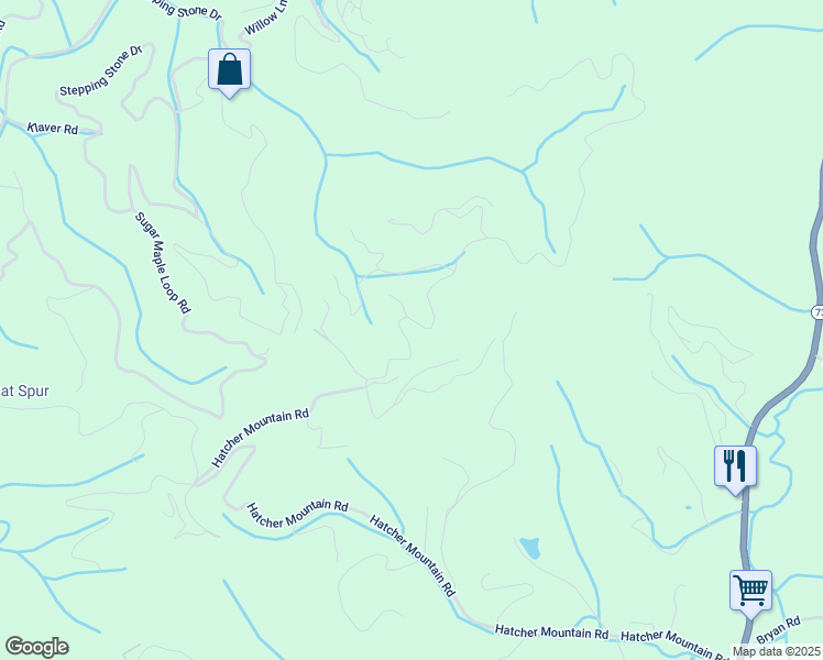 map of restaurants, bars, coffee shops, grocery stores, and more near 2245 Spurling Way in Sevierville