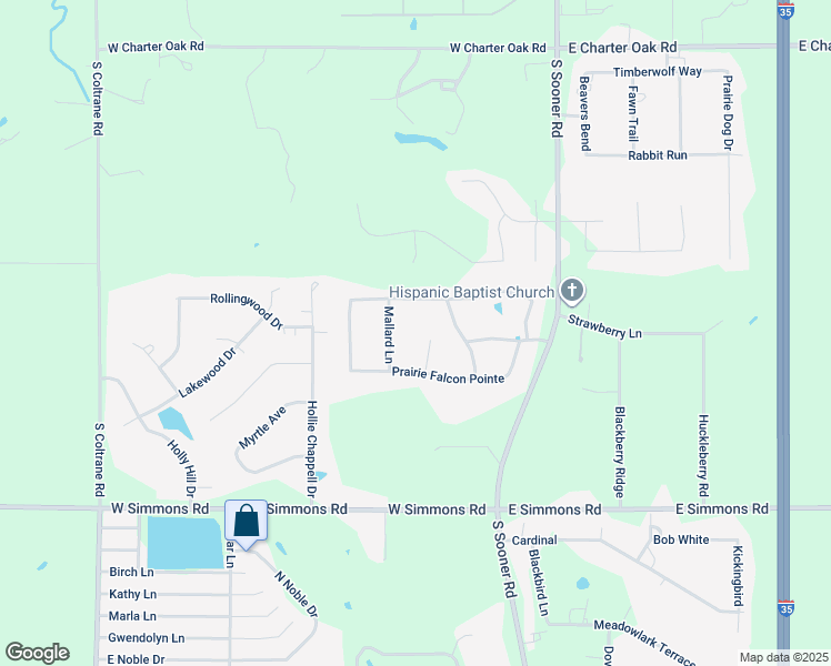 map of restaurants, bars, coffee shops, grocery stores, and more near 8674 Mallard Lane in Edmond