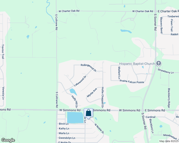 map of restaurants, bars, coffee shops, grocery stores, and more near 3308 Lakewood Drive in Edmond