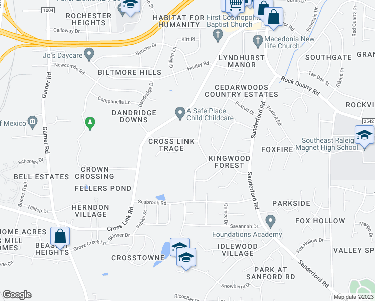 map of restaurants, bars, coffee shops, grocery stores, and more near 1209 Zelton Way in Raleigh