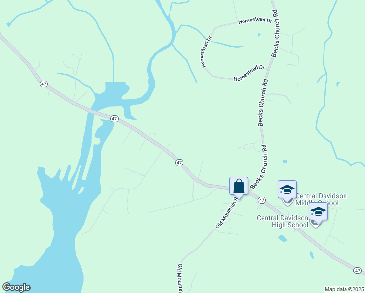 map of restaurants, bars, coffee shops, grocery stores, and more near North Carolina 47 in Lexington