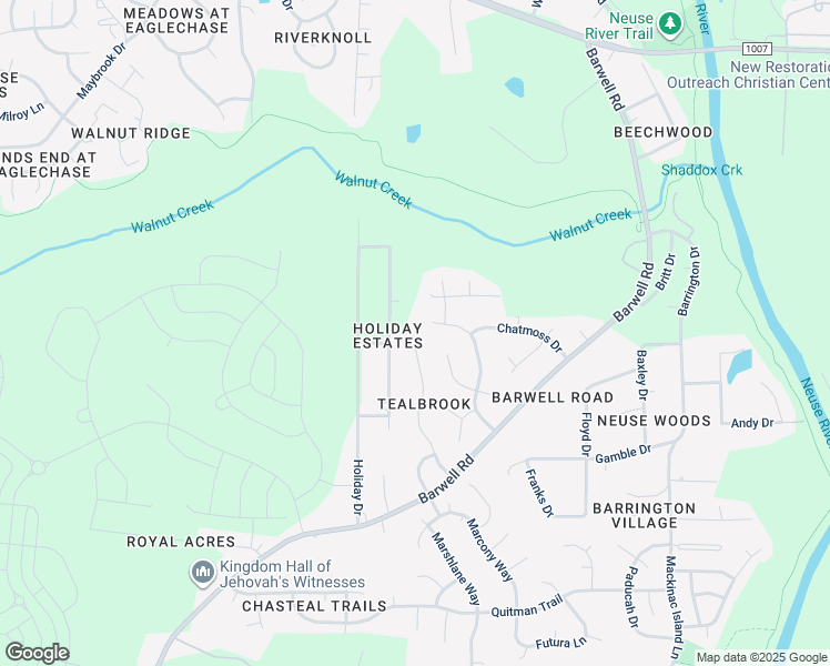 map of restaurants, bars, coffee shops, grocery stores, and more near 5513 Tealbrook Drive in Raleigh
