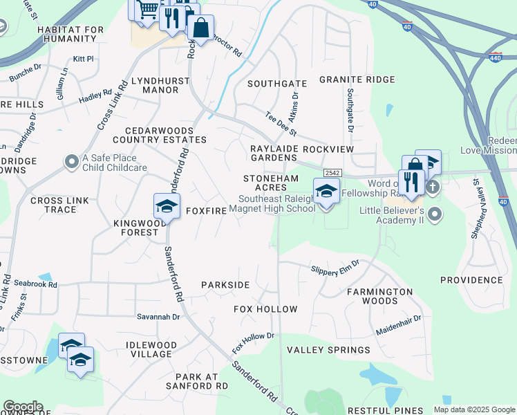 map of restaurants, bars, coffee shops, grocery stores, and more near 2344 Quartz Court in Raleigh