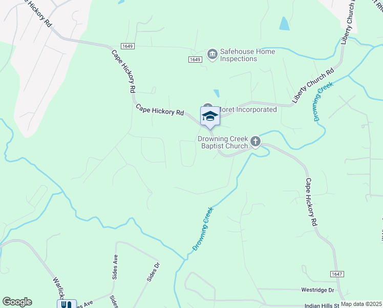 map of restaurants, bars, coffee shops, grocery stores, and more near 2741 Cliftwood Circle in Hickory