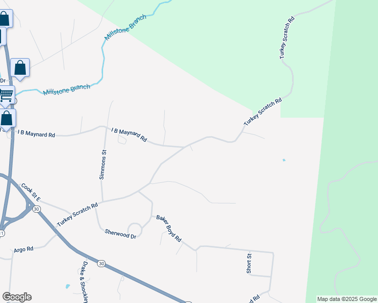 map of restaurants, bars, coffee shops, grocery stores, and more near 818 Turkey Scratch Road in Spencer