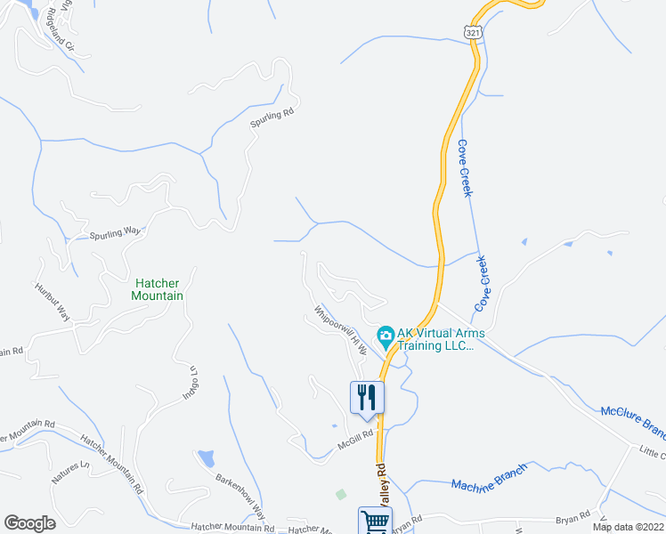 map of restaurants, bars, coffee shops, grocery stores, and more near 3044 Wears Overlook Way in Pigeon Forge