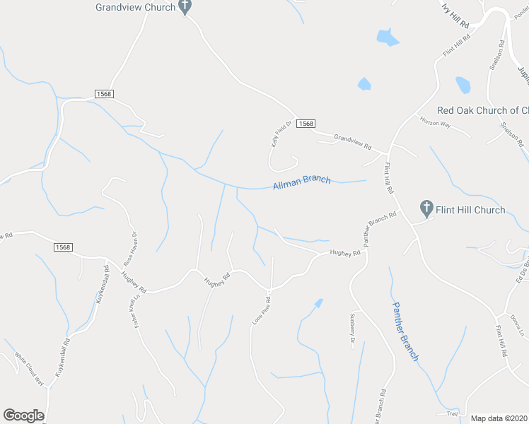 map of restaurants, bars, coffee shops, grocery stores, and more near 59 Hughey Road in Alexander
