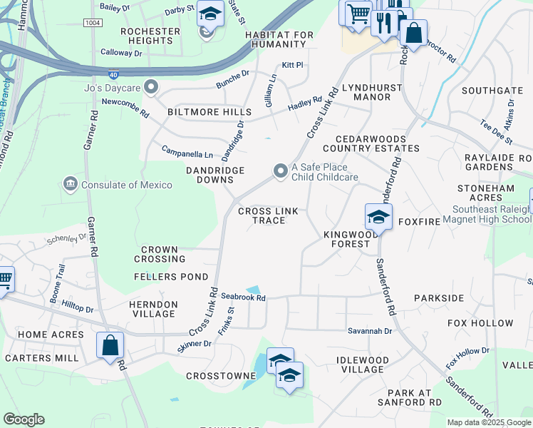 map of restaurants, bars, coffee shops, grocery stores, and more near 2804 Sojournertruth Way in Raleigh