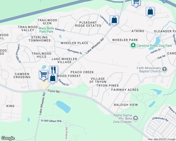 map of restaurants, bars, coffee shops, grocery stores, and more near 1923 Evergreen Avenue in Raleigh