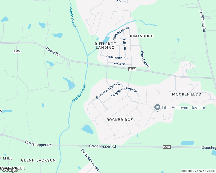 map of restaurants, bars, coffee shops, grocery stores, and more near 5045 Stonewood Pines Drive in Knightdale