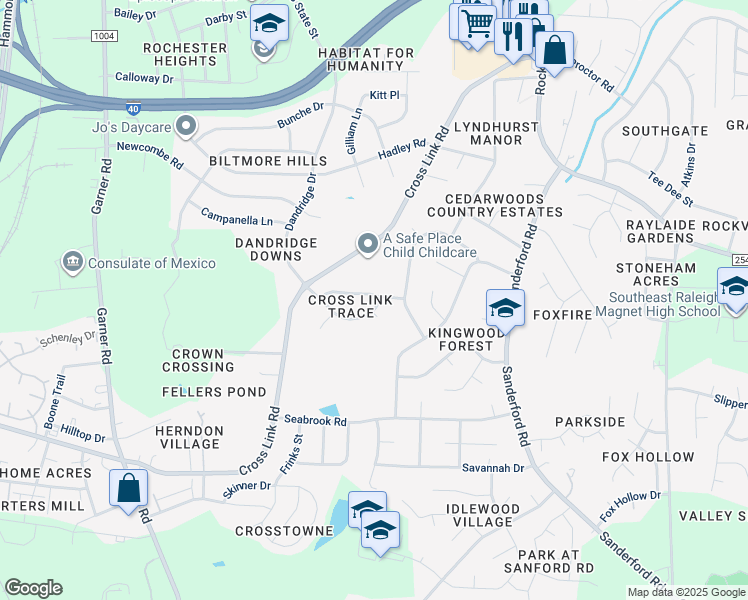 map of restaurants, bars, coffee shops, grocery stores, and more near 1120 Aaron Drive in Raleigh