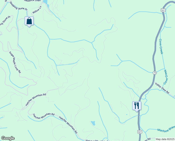 map of restaurants, bars, coffee shops, grocery stores, and more near 2704 Indigo Lane in Sevierville
