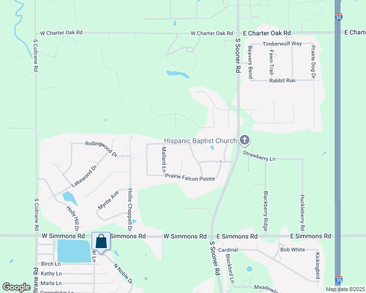 map of restaurants, bars, coffee shops, grocery stores, and more near 3918 Rock Dove Landing in Edmond