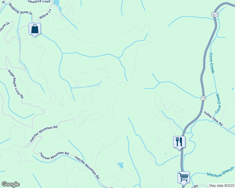 map of restaurants, bars, coffee shops, grocery stores, and more near 2704 Indigo Lane in Sevierville