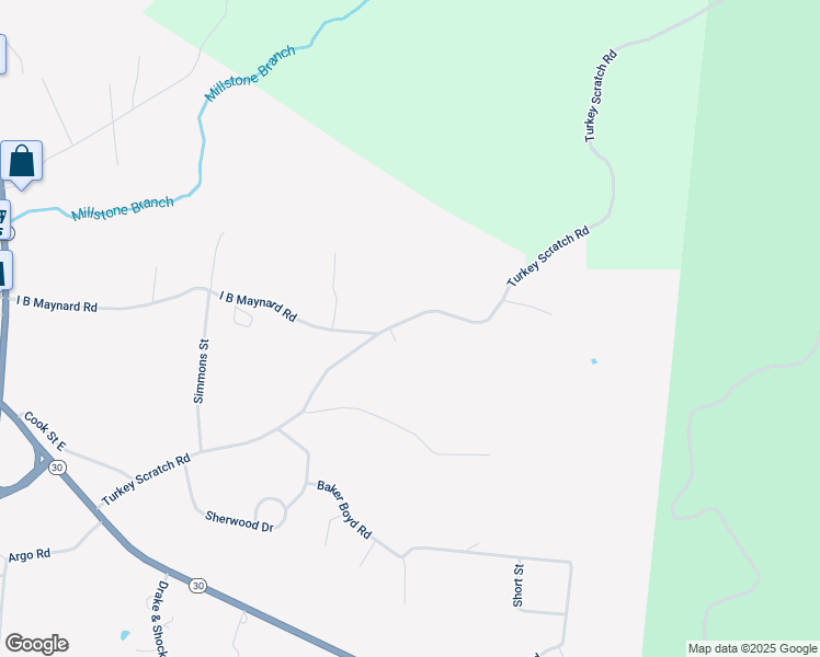 map of restaurants, bars, coffee shops, grocery stores, and more near 818 Turkey Scratch Rd in Spencer