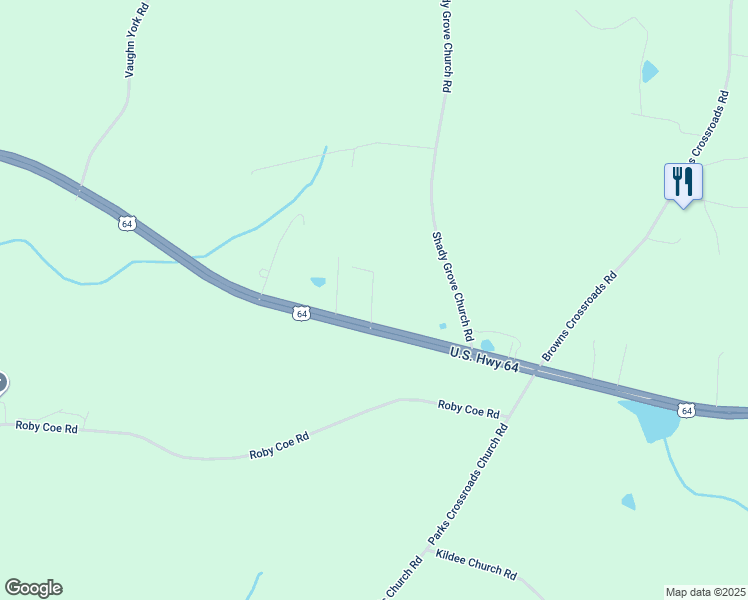map of restaurants, bars, coffee shops, grocery stores, and more near 156 White Poplar Street in Ramseur