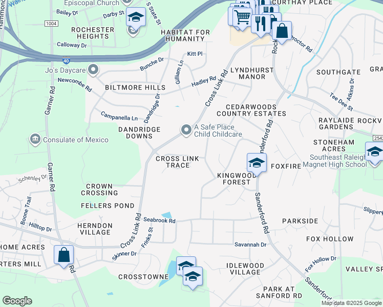 map of restaurants, bars, coffee shops, grocery stores, and more near 1121 Aaron Drive in Raleigh