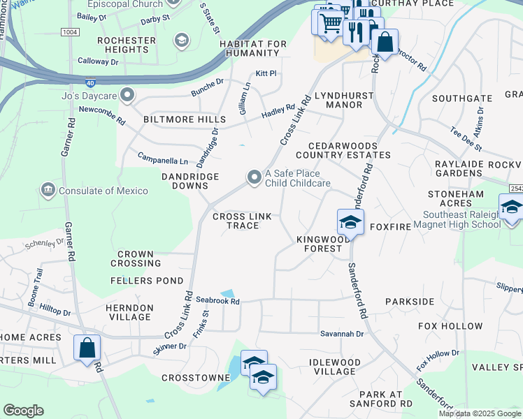 map of restaurants, bars, coffee shops, grocery stores, and more near 1121 Aaron Drive in Raleigh