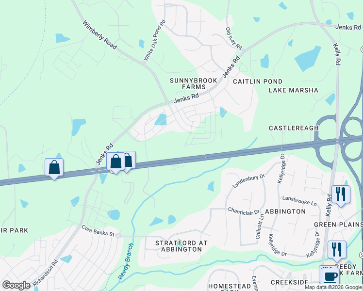 map of restaurants, bars, coffee shops, grocery stores, and more near 952 Baldwin Ridge Road in Apex