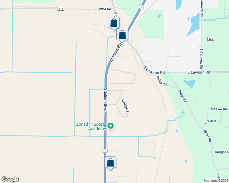 map of restaurants, bars, coffee shops, grocery stores, and more near 5469 Arkansas 1 in Jonesboro
