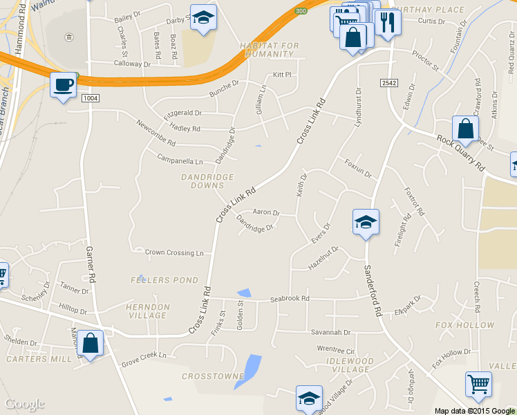 map of restaurants, bars, coffee shops, grocery stores, and more near 1029 Aaron Drive in Raleigh