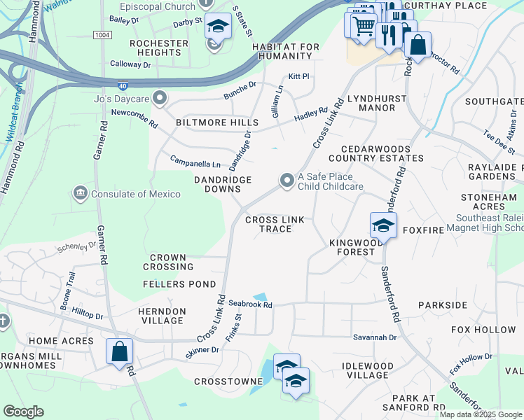 map of restaurants, bars, coffee shops, grocery stores, and more near 1013 Aaron Drive in Raleigh