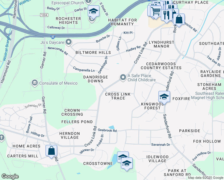 map of restaurants, bars, coffee shops, grocery stores, and more near 1013 Aaron Drive in Raleigh
