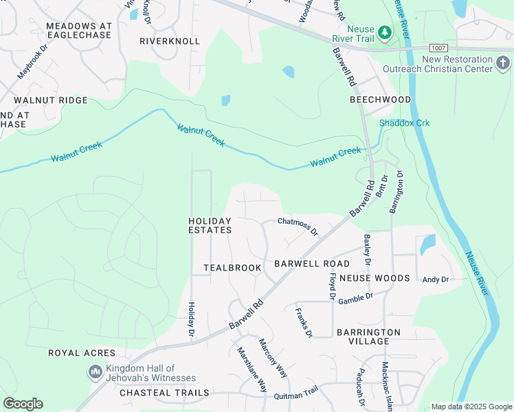 map of restaurants, bars, coffee shops, grocery stores, and more near 5608 Brandycrest Drive in Raleigh