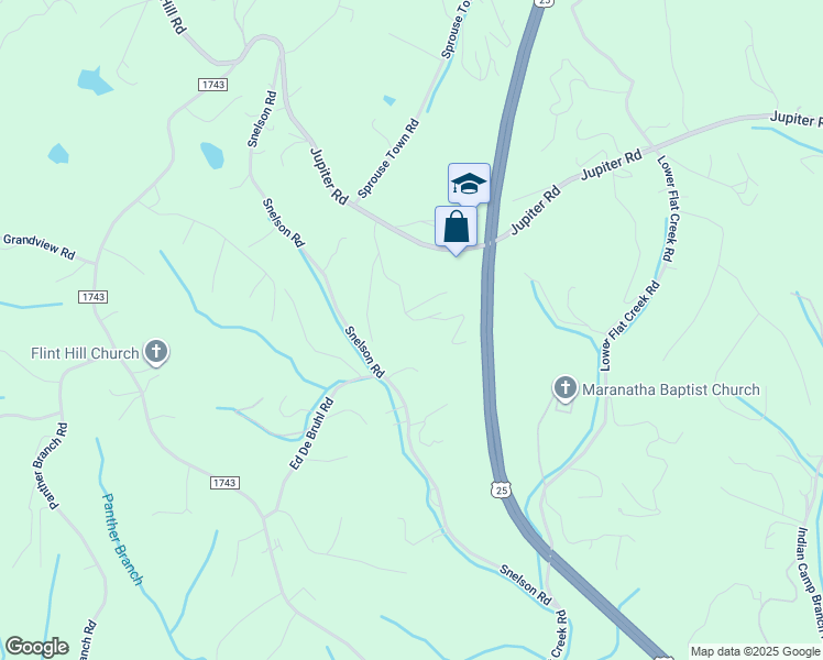 map of restaurants, bars, coffee shops, grocery stores, and more near 99 Clayton Drive in Weaverville