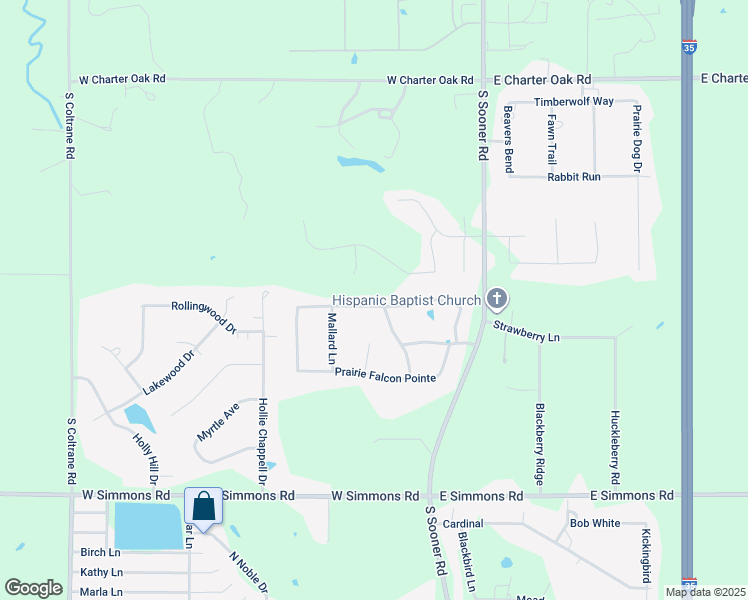 map of restaurants, bars, coffee shops, grocery stores, and more near 3919 Rock Dove Landing in Edmond