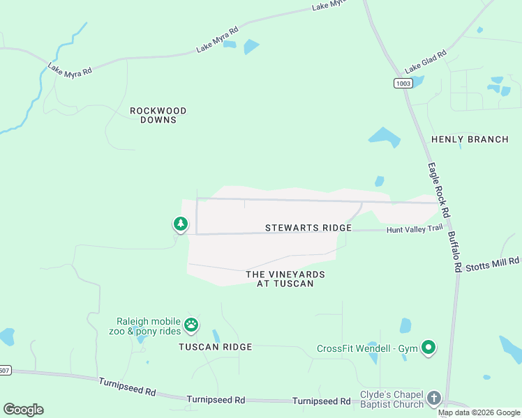 map of restaurants, bars, coffee shops, grocery stores, and more near 7240 Shawan Road in Wendell
