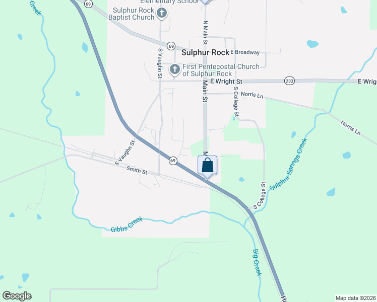 map of restaurants, bars, coffee shops, grocery stores, and more near Stonewell Street in Sulphur Rock