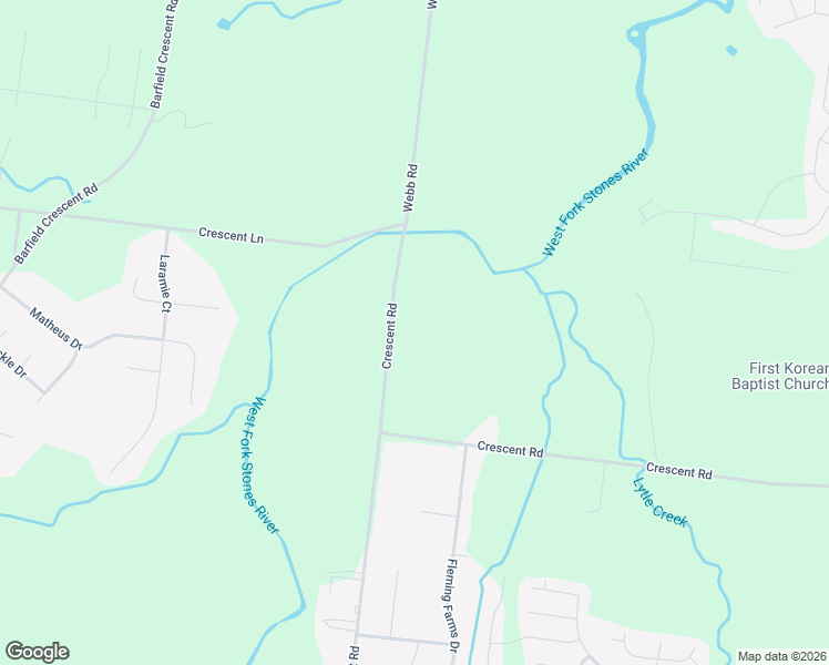 map of restaurants, bars, coffee shops, grocery stores, and more near 563 Crescent Road in Murfreesboro