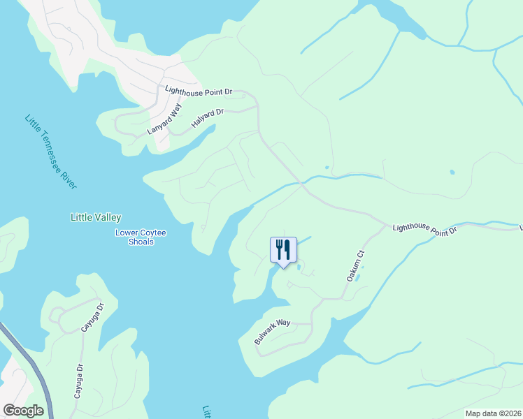 map of restaurants, bars, coffee shops, grocery stores, and more near 801 Bower Court in Lenoir City