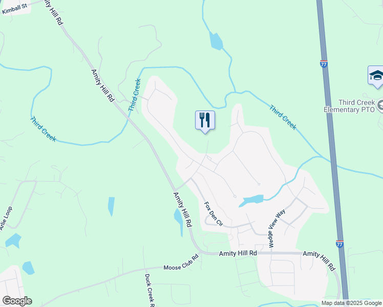 map of restaurants, bars, coffee shops, grocery stores, and more near 104 Fox Tail Court in Statesville