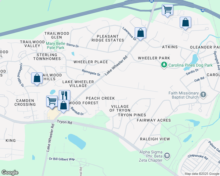map of restaurants, bars, coffee shops, grocery stores, and more near 1923 Evergreen Avenue in Raleigh
