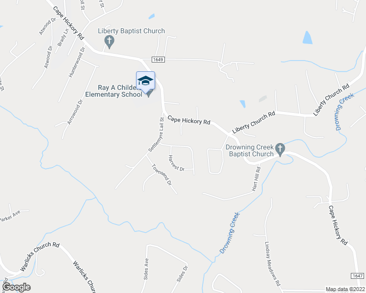 map of restaurants, bars, coffee shops, grocery stores, and more near 9030 McCray Farms Drive in Hickory