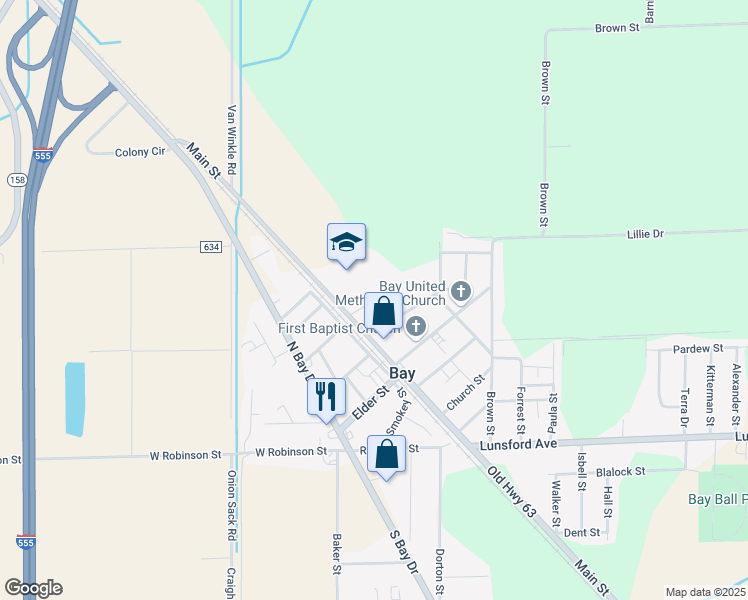 map of restaurants, bars, coffee shops, grocery stores, and more near School Street in Bay