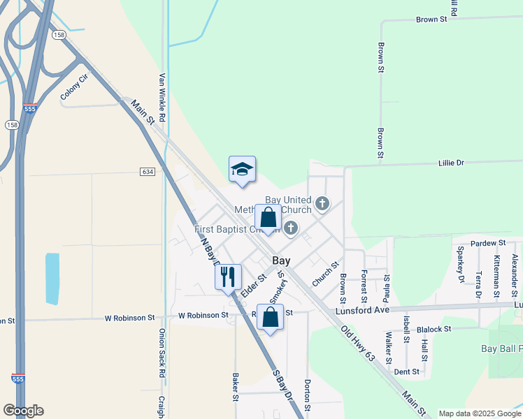 map of restaurants, bars, coffee shops, grocery stores, and more near School Street in Bay
