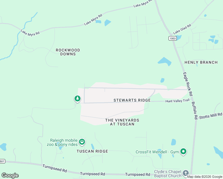 map of restaurants, bars, coffee shops, grocery stores, and more near 7240 Shawan Road in Wendell